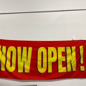 Red 'Now Open!' Banner
